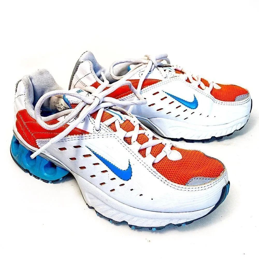 Nike Running Shox VJ-N 2008 Women’s 308683 Shoes White/Orange/Blue Sz 6.5